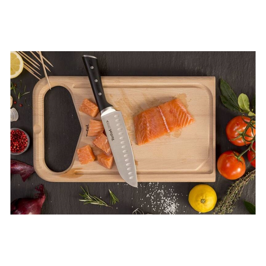 Tefal - Couteau en acier inoxydable santoku ICE FORCE 18 cm chrome/noir