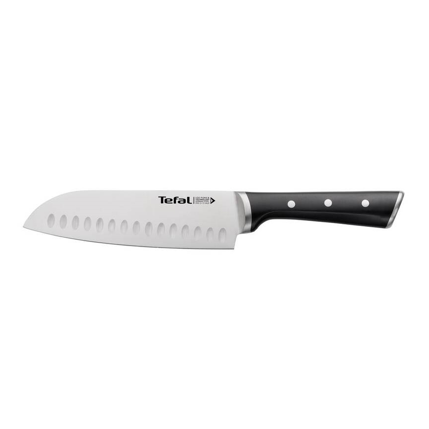 Tefal - Couteau en acier inoxydable santoku ICE FORCE 18 cm chrome/noir