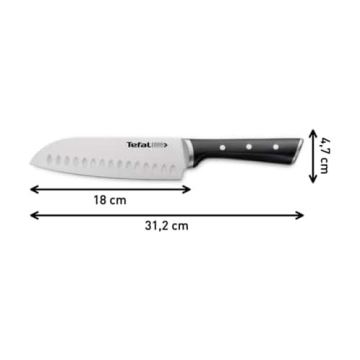 Tefal - Couteau en acier inoxydable santoku ICE FORCE 18 cm chrome/noir