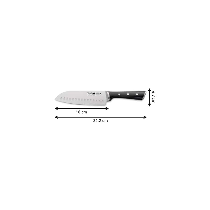 Tefal - Couteau en acier inoxydable santoku ICE FORCE 18 cm chrome/noir