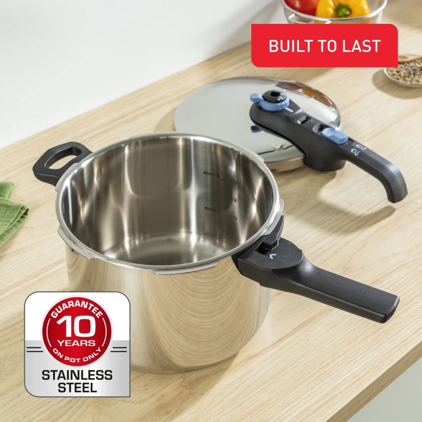 Tefal - Ensemble de cocottes-minute 4/6 l SECURE TRENDY acier inoxydable