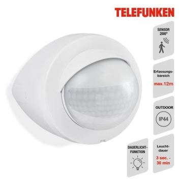 Telefunken 305906TF - Détecteur de mouvement extérieur 200° IP44 blanc