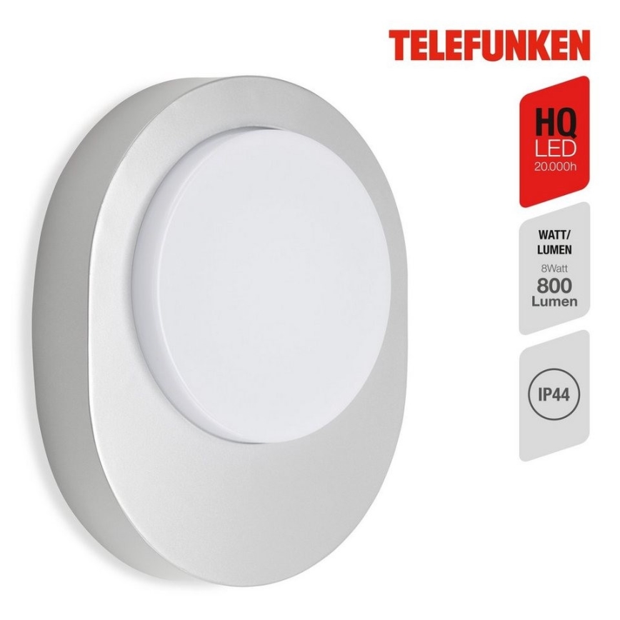 Telefunken 312004TF - LED Wandlamp voor buiten LED/8W/230V IP44 zilver