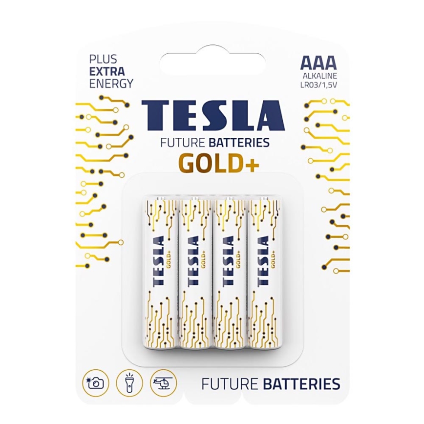 Tesla Batteries - 4 st. Alkaline batterij AAA GOLD+ 1,5V