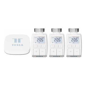 TESLA Smart - SET 3x Slimme draadloze thermostaatkop + slim poort Hub Zigbee Wi-Fi