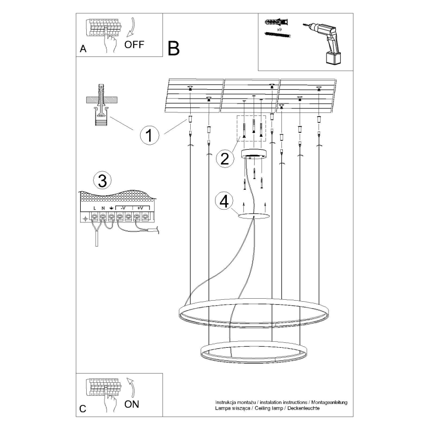 Thoro TH.214 - Suspension filaire LED RIO LED/80W/230V CRI90 3000K doré