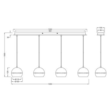Trio - Hanglamp aan een koord FLETCHER 4xE14/40W/230V mat chroom
