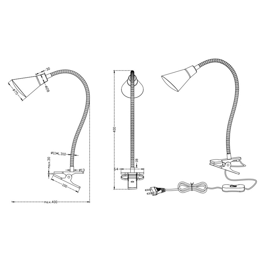 Trio - Lampe à pince LED PRETO LED/4,1W/230V