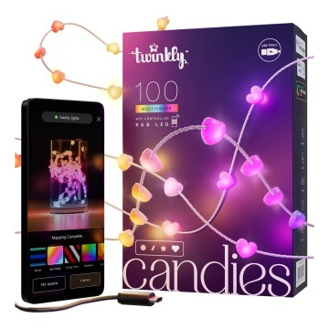 Twinkly - Guirlande de Noël LED RGB à intensité variable CANDIES 100xLED 8 m USB Wi-Fi