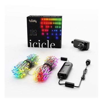 Twinkly - LED RGB À intensité variable extérieur Rideau de Noël ICICLE 190xLED 11,5m IP44 Wi-Fi