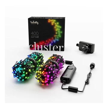 Twinkly - LED RGB Dimbaar buitenshuis Kerst lichtsnoer CLUSTER 400xLED 9,5m IP44 Wi-Fi