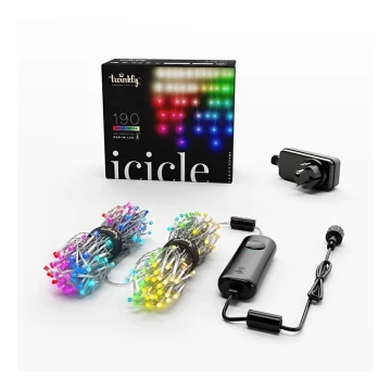 Twinkly - LED RGBW Dimbaar buitenshuis Kerst gordijn ICICLE 190xLED 11,5m IP44 Wi-Fi