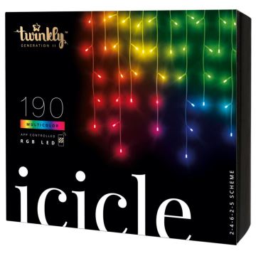 Twinkly - LED RGB Dimbaar buitenshuis Kerst gordijn ICICLE 190xLED 11,5m IP44 Wi-Fi