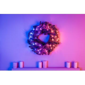 Twinkly - LED RGB Dimbaar Kerstkrans PRE-LIT WREATH 50xLED diameter 61cm Wi-Fi