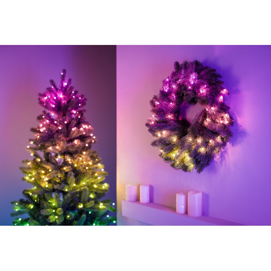 Twinkly - LED RGB Dimbaar Kerstkrans PRE-LIT WREATH 50xLED diameter 61cm Wi-Fi