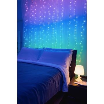 Twinkly - LED RGBW Dimbaar buitenshuis Kerst gordijn CURTAIN 210xLED 6,1m IP44 Wi-Fi