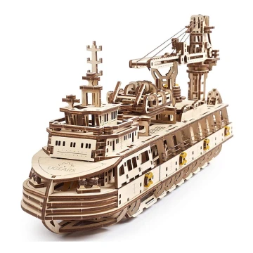 Ugears - 3D houten mechanische puzzel Onderzoeksschip