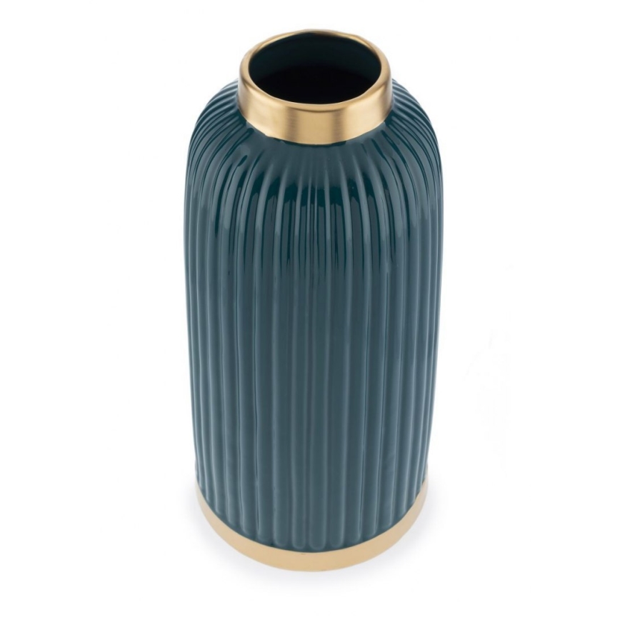 Vase en céramique ROSIE 30,5x14 cm vert/doré