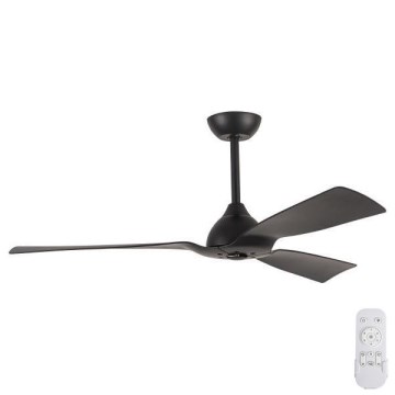 Ventilateur de plafond de salle de bains d. 132 cm IP44 noir + télécommande