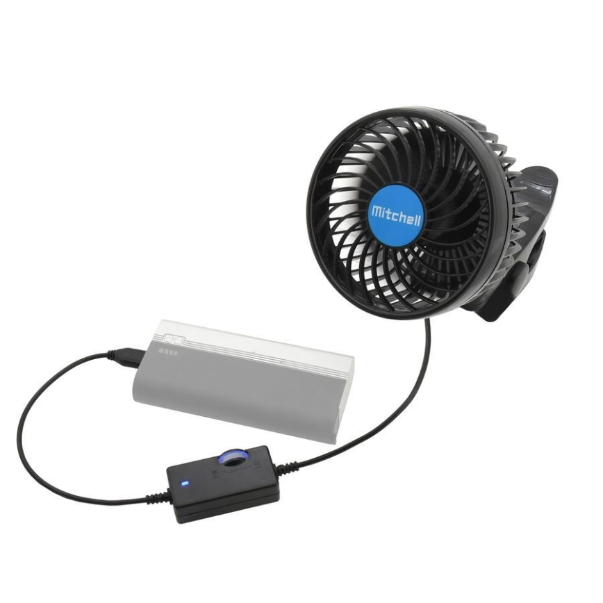 Ventilator met clip USB 4W/5V zwart