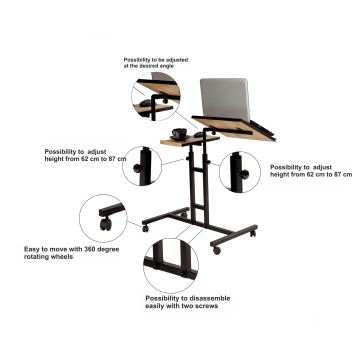 Verstelbare Tafel GLEN 87x40 cm bruin