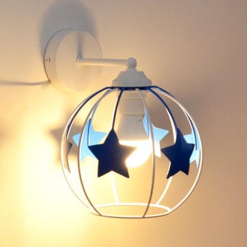 Wand lamp voor kinderen STARS 1xE27/15W/230V blauw/wit