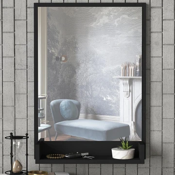 Wand Spiegel met Plank COSTA 75x45 cm zwart