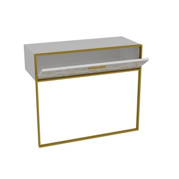 Wand Tafel POLKA 76,8x90 cm goud/wit