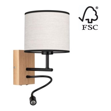 Wandlamp BOHO 1xE27/25W/230V + LED/1W/230V eiken - FSC-gecertificeerd