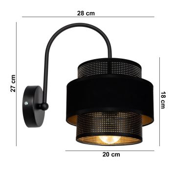 Wandlamp NESS 1xE27/60W/230V zwart