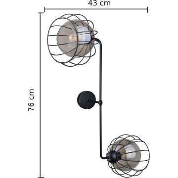 Wandlamp SOLO BLACK 2xE27/60W/230V