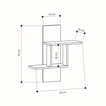 Wandplank MILL 70x64 cm bruin