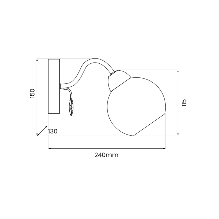 Wandspot CONNOR 1xE27/15W/230V glanzend chroom/grijs