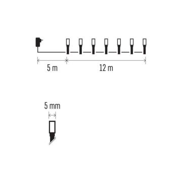 Warm Wit LED Kerst buitenketting 120x LED / 17m IP44