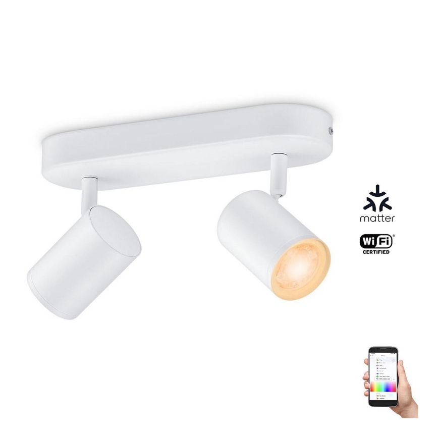 WiZ - Spot LED RVBW à intensité variable IMAGEO 2xGU10/4,9W/230V 2200-6500K Wi-Fi CRI 90 blanc