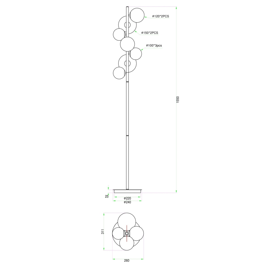 Wofi 3014-705W - Lampadaire LED VILLA 7xG9/2,7W/230V