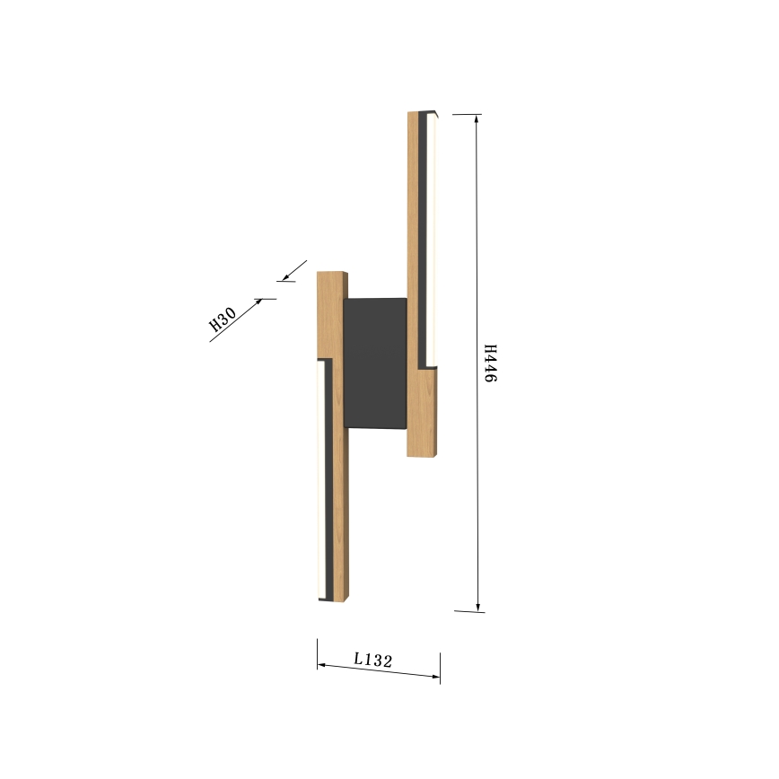 Wofi 4031-206- Applique murale à intensité variable LED PALERMO 11W/230V bois/noir