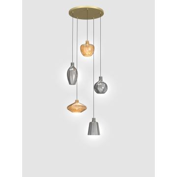 Wofi 5005-501 - Hanglamp aan een koord ROUEN 5xE14/40W/230V goud/grijs