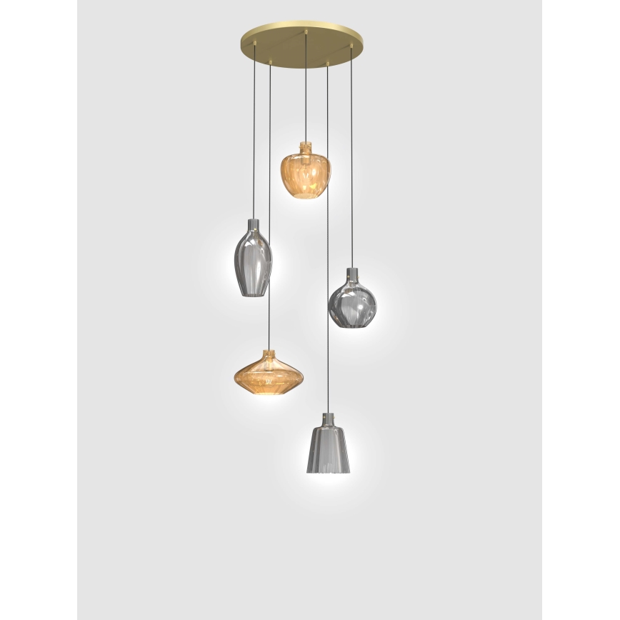 Wofi 5005-501 - Hanglamp aan een koord ROUEN 5xE14/40W/230V goud/grijs