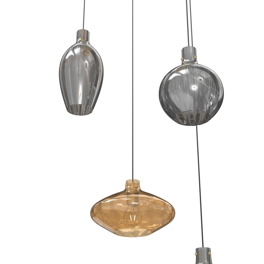 Wofi 5005-501 - Hanglamp aan een koord ROUEN 5xE14/40W/230V goud/grijs