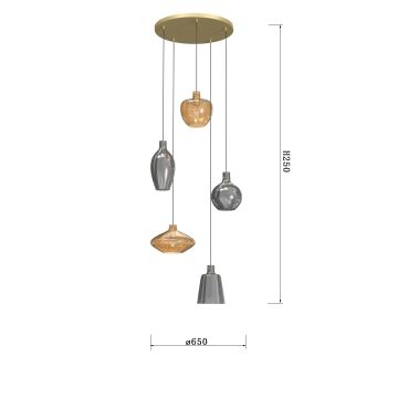 Wofi 5005-501 - Hanglamp aan een koord ROUEN 5xE14/40W/230V goud/grijs