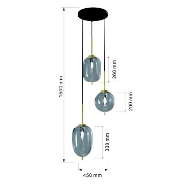 Wofi 5007-302 - Hanglamp aan een koord BELLEVILLE 3xE14/40W/230V zwart/goud