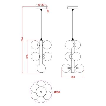 Wofi 6014-601W - LED Hanglamp aan een koord VILLA 6xG9/3W/230V goud