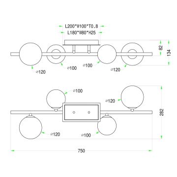 Wofi 7014-405W - LED Bevestigde Hanglamp VILLA 4xG9/3W/230V zwart