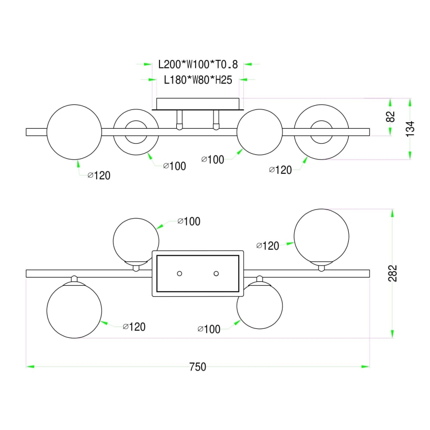 Wofi 7014-405W - LED Bevestigde Hanglamp VILLA 4xG9/3W/230V zwart