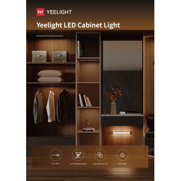 Yeelight - Éclairage de meuble à intensité variable rechargeable avec détecteur LED/1,8W/1100 mAh 4000K 20 cm noir