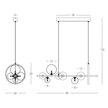 Zambelis 22063 - Suspension filaire à intensité variable LED/14W + 7xG9/7W/230V