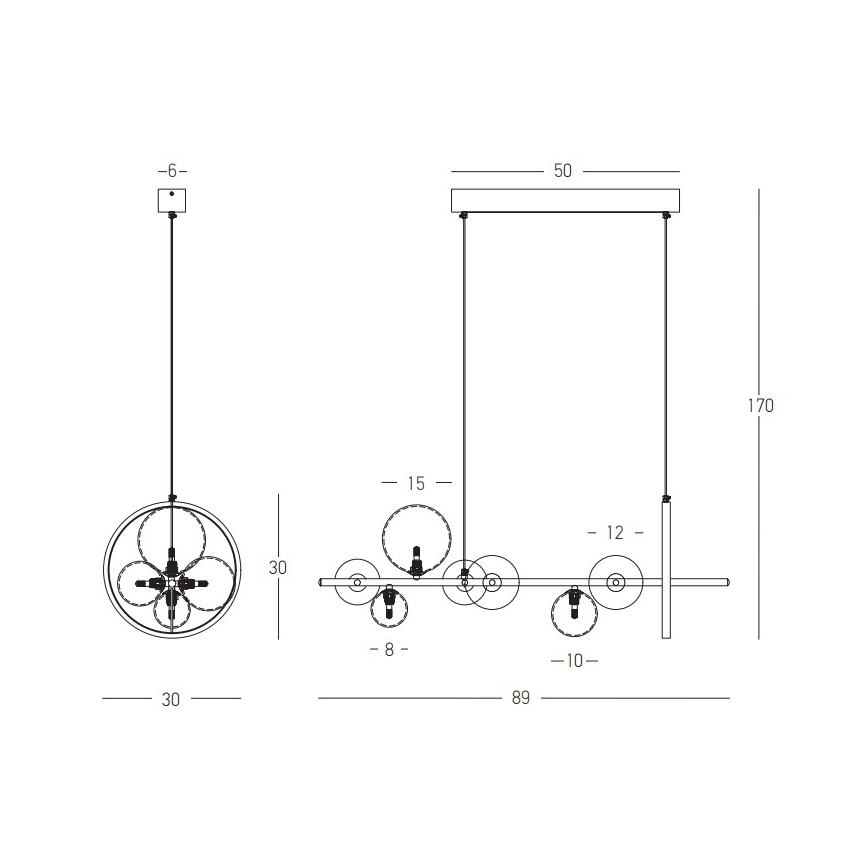 Zambelis 22063 - Suspension filaire à intensité variable LED/14W + 7xG9/7W/230V