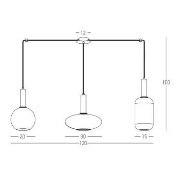 Zambelis 22151 - Suspension filaire 3xE27/40W/230V doré