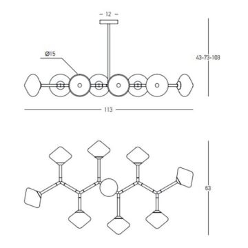 Zambelis 23023 - Suspension-barre 8xG9/5W/230V doré